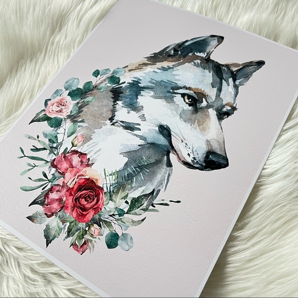 Wall Art Watercolor Wolf Portrait Illustration Print Poster Unframed - Picture 16 of 17